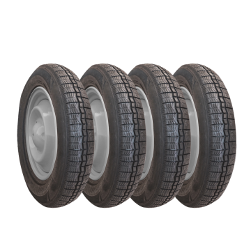 LOT DE 4 ROUES COMPLÈTES GRISES 125/15 2CVP