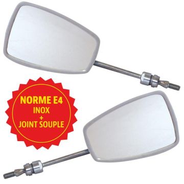 PAIRE RÉTROVISEURS EXTÉRIEURS POUR MÉHARI - TOP QUALITÉ NORME E4 (INOX + JOINT)