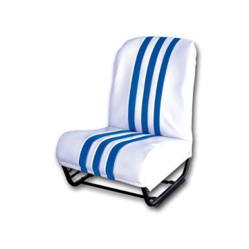 GARNITURE SIÈGE AVANT DROIT ASYMÉTRIQUE SKAÏ BLANC RAYE BLEU
