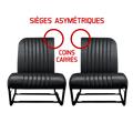 Lot 2 garnitures de sièges AVANT Asymétriques Tissu GRIS ECOSSAIS