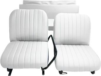 Lot garnitures (2 sièges AV + banq AR) Skaï Blanc Mehari
