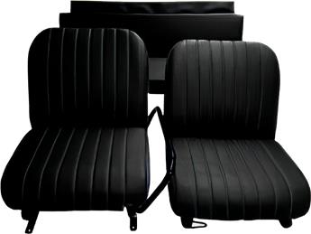 Lot garnitures (2 sièges AV + banq AR) Skaï Noir Mehari