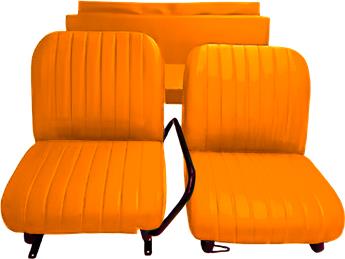 Lot garnitures (2 sièges AV + banq AR) Skaï Orange Mehari