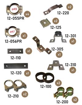 Kit colliers d'échappement complet pour 2CV - Qualité PREMIUM